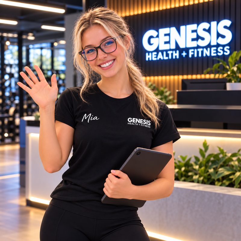 Mia, the AI assistant for Genesis Bull Creek, waving hello